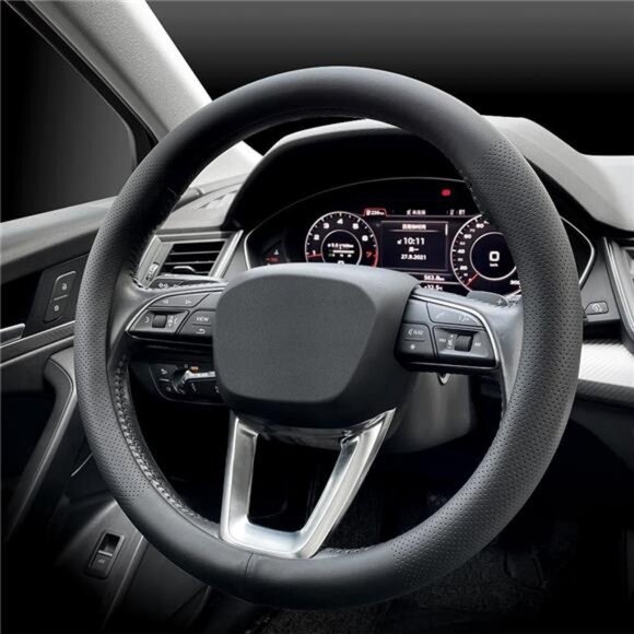 Nappa Premium Leather car Steering Wheel Cover, Non-Slip, Breathable, Universal - Picture 3 of 7